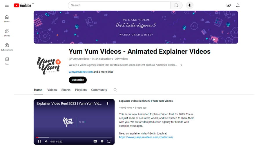 YouTube Banner Size 1. YumYum Videos