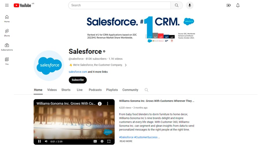 YouTube Banner Size 4. Salesforce