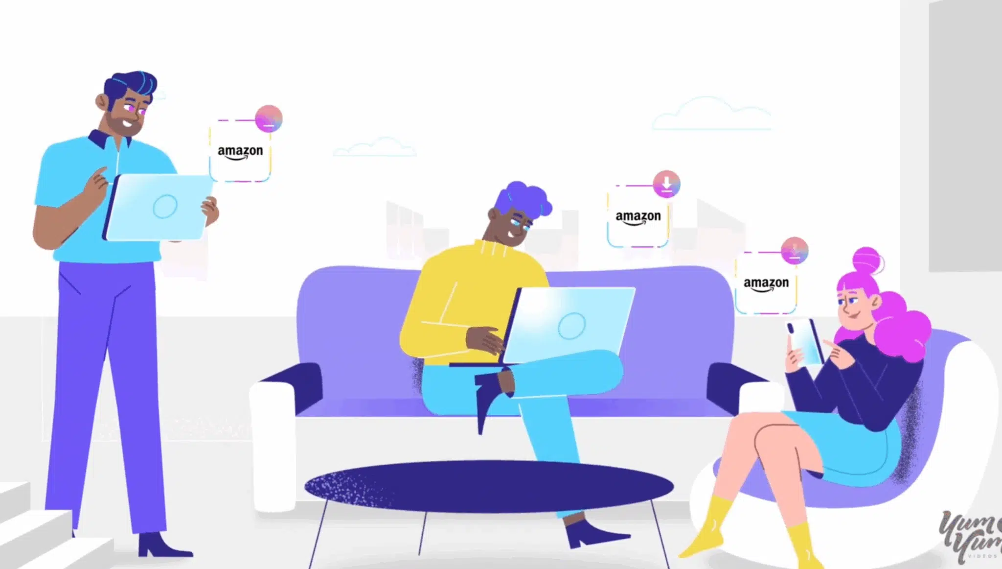 Animated storytelling video showing Amazon Appstore use across devices – created by Yum Yum Videos