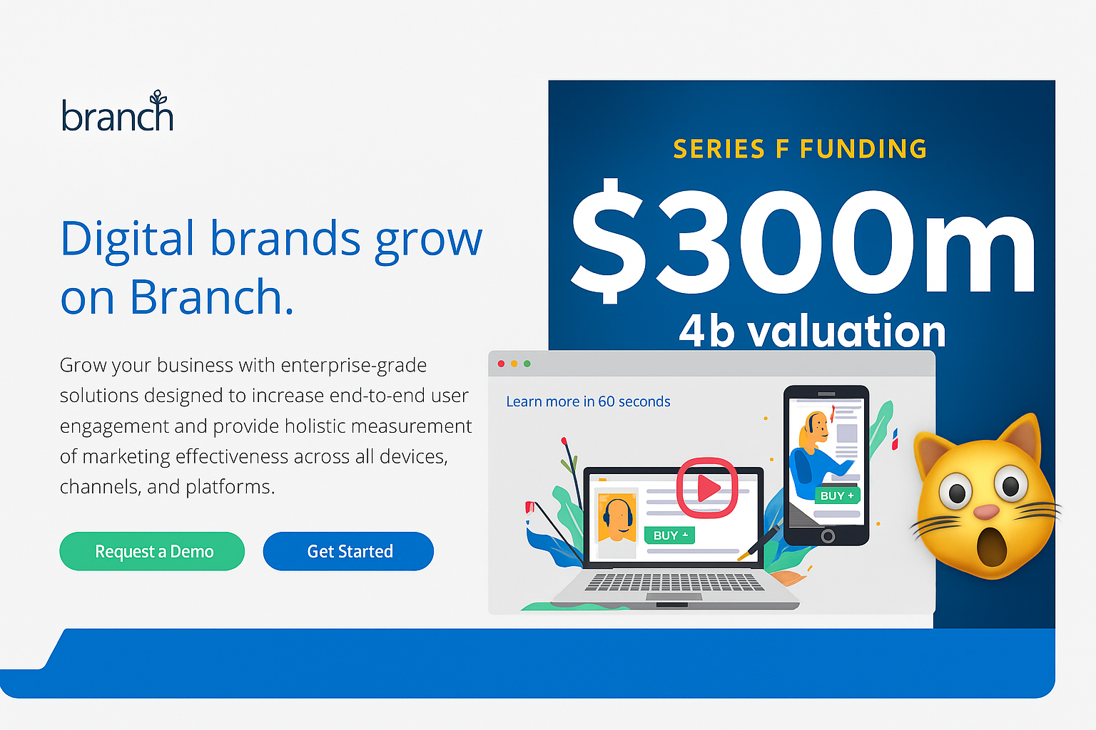 Branch startup explainer video and $300M funding announcement at $4B valuation — example of how video storytelling supports startup growth and investor traction.